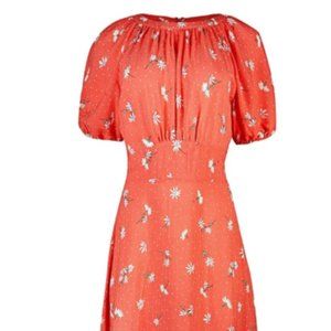 Olive Bonas Daisy Print Pink Midi Dress